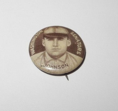 1910-12 Sweet Caporal Baseball Pin Button Walter Johnson Washington Senators