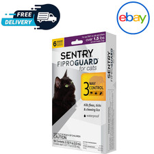 Sentry Fiproguard Flea and Tick Topical Drops for Cats 6 Doses Treatment Control