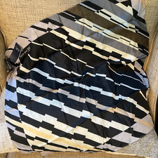 VTG NOS 100 Silk Scarf ANNE KLEIN BLACK GRAY 20" SQUARE CLASSIC DESIGNER NEW