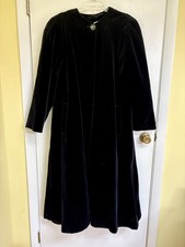 CATTIVA Vintage Black Velvet Overcoat Opera Evening Long Swing Open Med/LG 50  