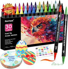 30-Color Dual-Tip Acrylic Paint Marker Set