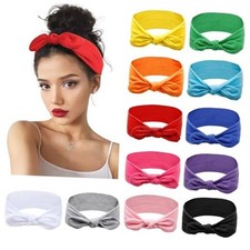 12 Pack Bow Headbands for Women Headwraps Hair Band Knotted Bright Candy Style