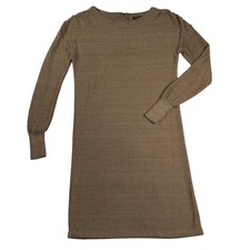 MANGO Gold Shimmer Long Sleeve Round Neck Sweater Dress Size S