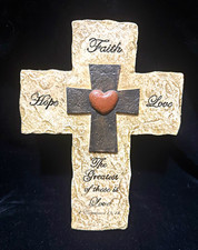 Faith Hope Love Cross Resin Christian Wall Plaque The Greatest of These Is Love