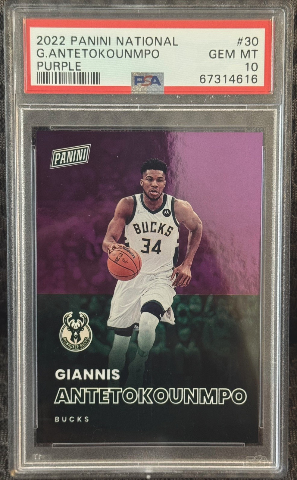 2022 Panini The National Purple Giannis Antetokounmpo 17/25 PSA 10! view 1