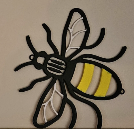 Bee Wall Art 3D Printed Hexagonal Plaque Modern Insect Sculpture 25cm