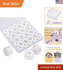 25pcs Thread for Sewing, Embroidery Bobbins, White Prewound Bobbins Size A SA...