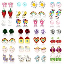 28 Pairs Hypoallergenic Stud Earrings Set for 0.5-1.1cm, colorful