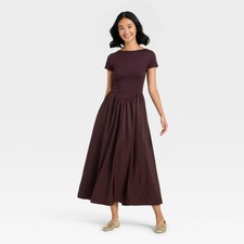 Women's Backless Knit Maxi Dress - A New Day Burgundy S