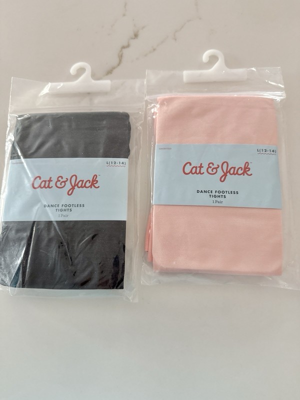 NEW - Cat & Jack - Girl’s Black & Pink Footless Dancing Tights - Size 12/14