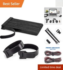80PCS Reusable Black Cable Ties - 6-Inch Adjustable Hook and Loop Organizers