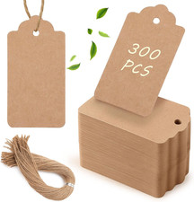 Sallyfashion 300Pcs Gift Tags with String Attached, 1.7 X 2.8 Inch Kraft Paper H