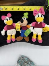 Disney World Mini Bean Bag Plush Lot Goofy  Daisy Duck x2 Kellogg  s Tags