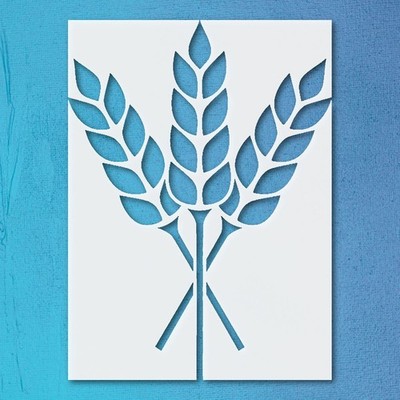 Stylized Wheat Sheaves Symmetrical Wall Art Reusable Stencil - StencilAir