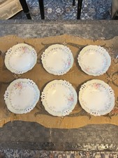 Sweet NICE 1900s Limoges Porcelain Bowls Hand Painted Scalloped Edges Set of 6