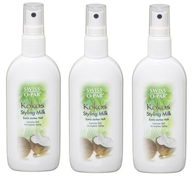 3x 150ml Swiss o Par Kokos Styling Milk Extra Starker Halt exotischer Kokosduft