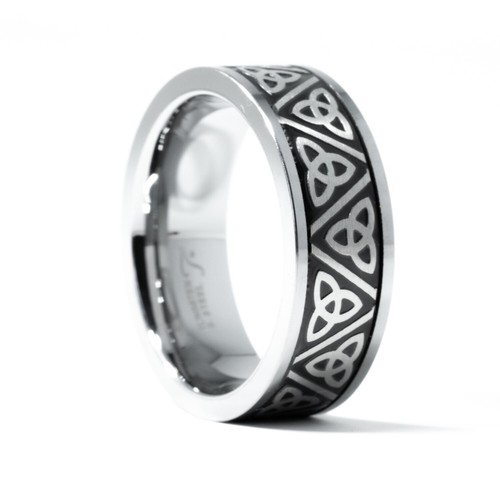 Wolframhartmetall Hochzeitsband Ring keltisch Triquetra Dreieinigkeitsknoten 8 mm kostenlose gravur - Bild 5 von 10