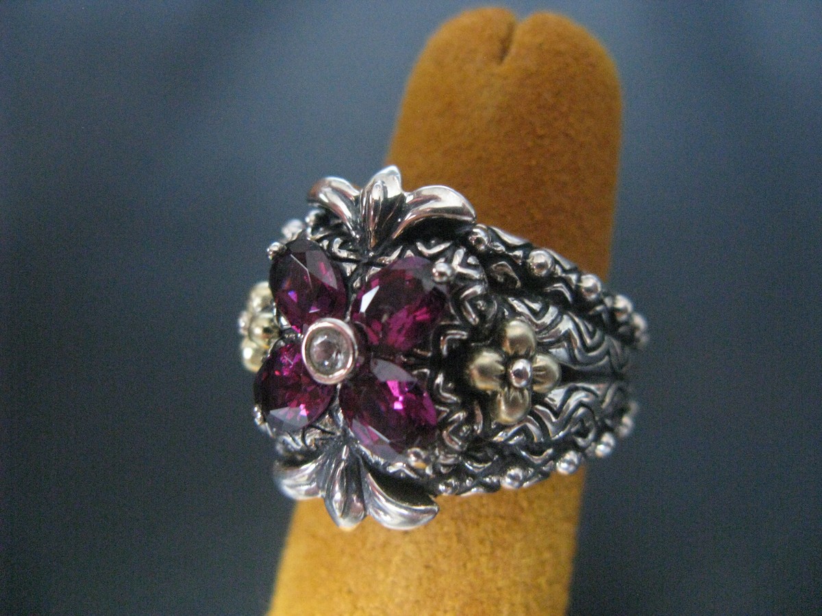 BARBARA BIXBY FLOWER GARNET TOPAZ GEMSTONE RING SIZE Gift