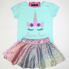 Toddler Baby Girl 1st Birthday Unicorn Rainbow Skirt Shirt Tutu Outfit