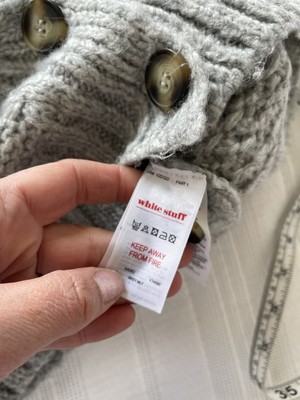 Lovely White Stuff Grey Cable Knit Wool Blend Sleeveless Cardigan Size 12  Pocket | eBay