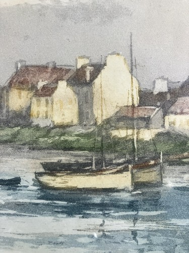 Estampa Paisaje Marino Vista de Bretaña Firmada Charles Lafitte - Bild 7 von 12
