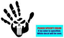 Hand Print Punisher Skull Vinyl decal sticker Graphic Die Cut Car Truck 9"