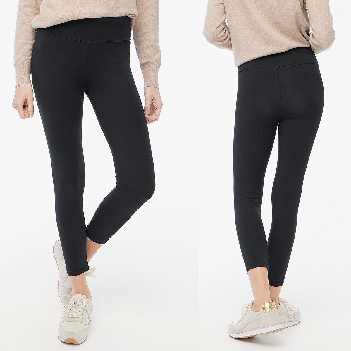 J Crew NWT Cropped 1980's Style Leggings Yoga Pant in Black Sz XL