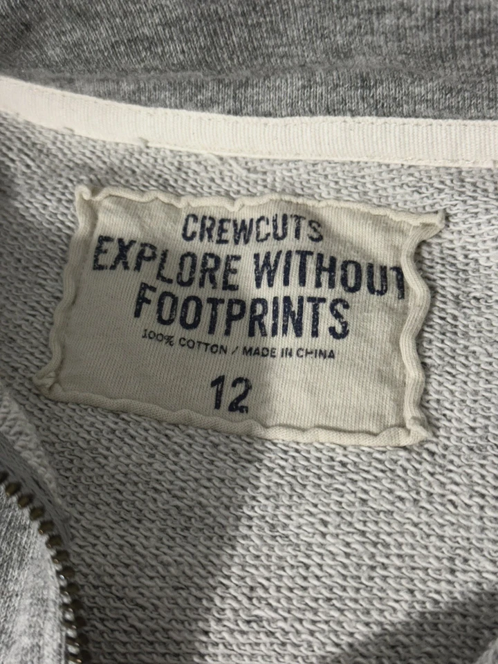 Pullover Crewcuts Niños 12 Algodón Gris Manga Larga 1/4 Cremallera Cuello Alto Bolsillos Foto 4 de 4