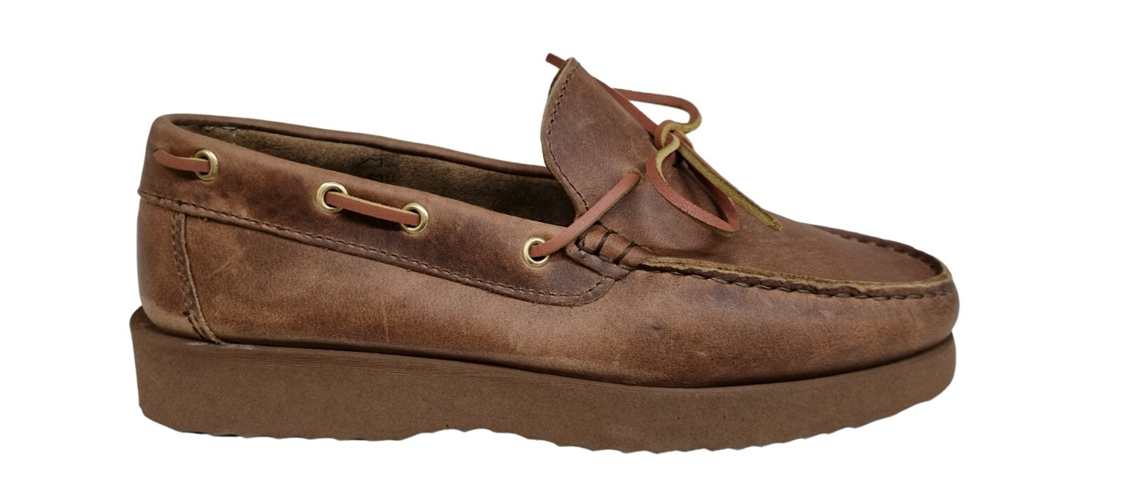 ICON LAB коньяк mocassino da barca uomo арт. 2015 cuoio ingrassato СДЕЛАНО В ИТАЛИИ