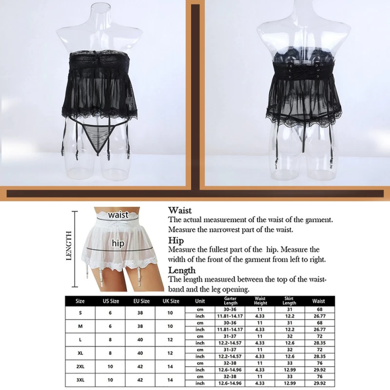 Womens Garter Belts Sexy Lingerie Garters String Victoria Mesh Mini Skirt Secret - Image 2 of 4