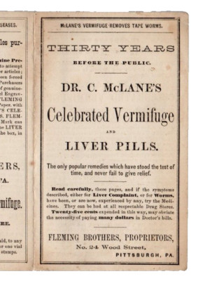 c.1880 Dr. C. McLane's Vermifuge Liver Pills Ad Pamphlet Brochure Handbill VTG