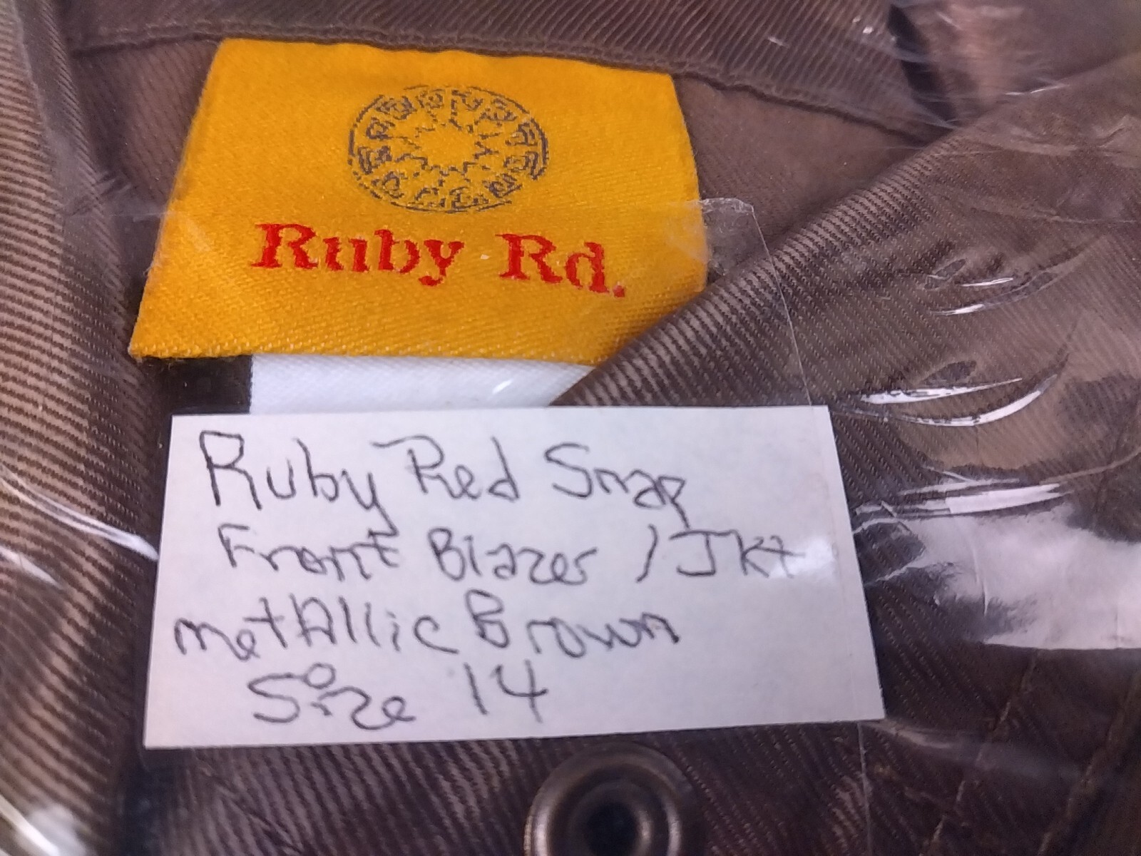 Ruby Red Snap Front Blazer/Jacket Metallic Brown … - image 16