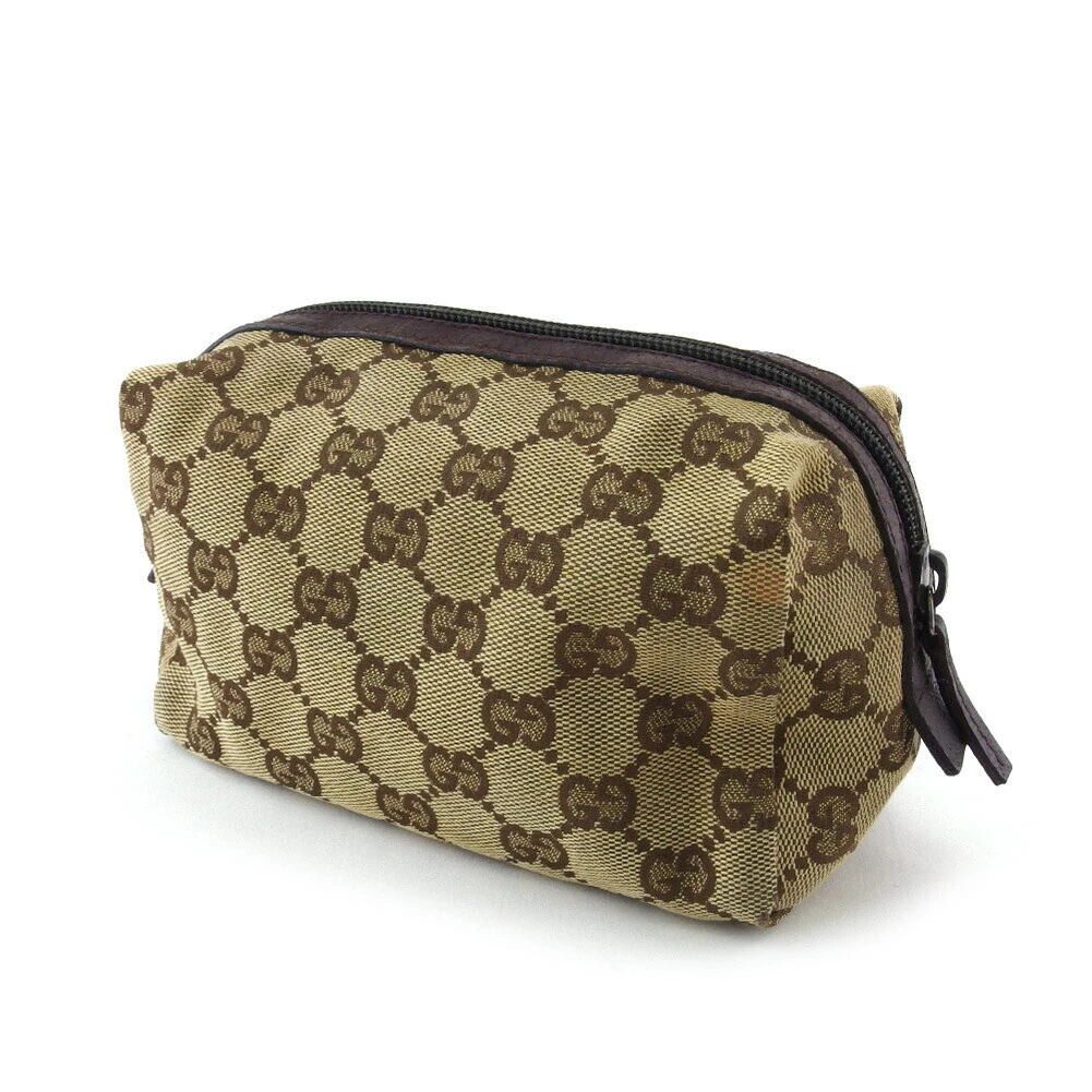 Pochette GUCCI GG toile beige ?~ cuir authentique d'occasion T20203