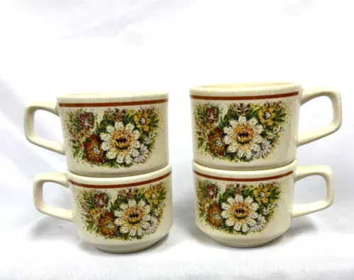 VTG Set of 4 Temper Ware by Lenox Magic Garden Tea Coffee Cups Mugs Made in USA