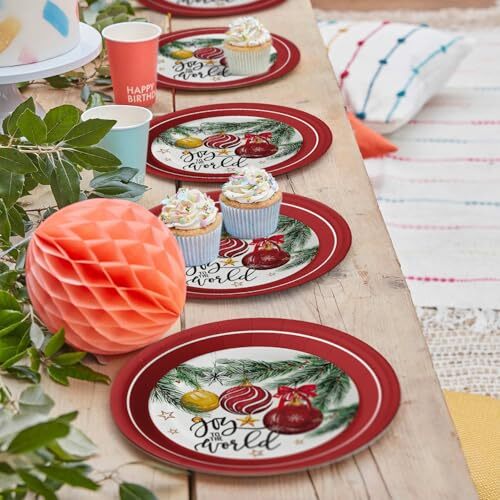 Pcs Christmas Paper Plates, Christmas Trees Ball Ornaments Plates for 9