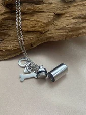 Pet Memorial Cremation Urn Necklace for Ashes Stainless Steel Dog Bone Charm