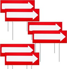 6 Pcs 17 x 6 Inch Arrow Sign Corrugated Plastic This Way Red red, white