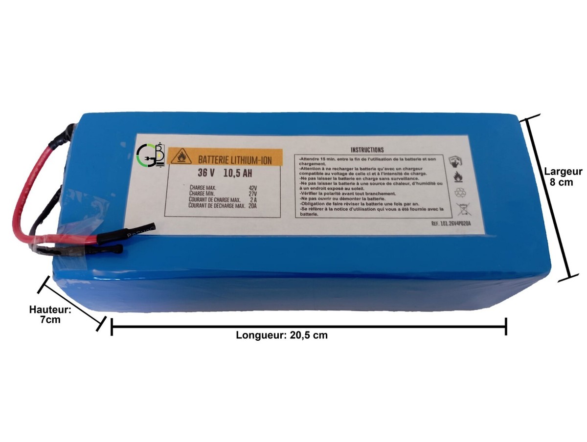 Batterie Vélo électrique 36V 10.5Ah Lithium-ion - Fabrication Française, Bleue