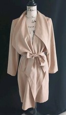 Chicwish Tan Wool Blend Belted Wrap Coat Size L