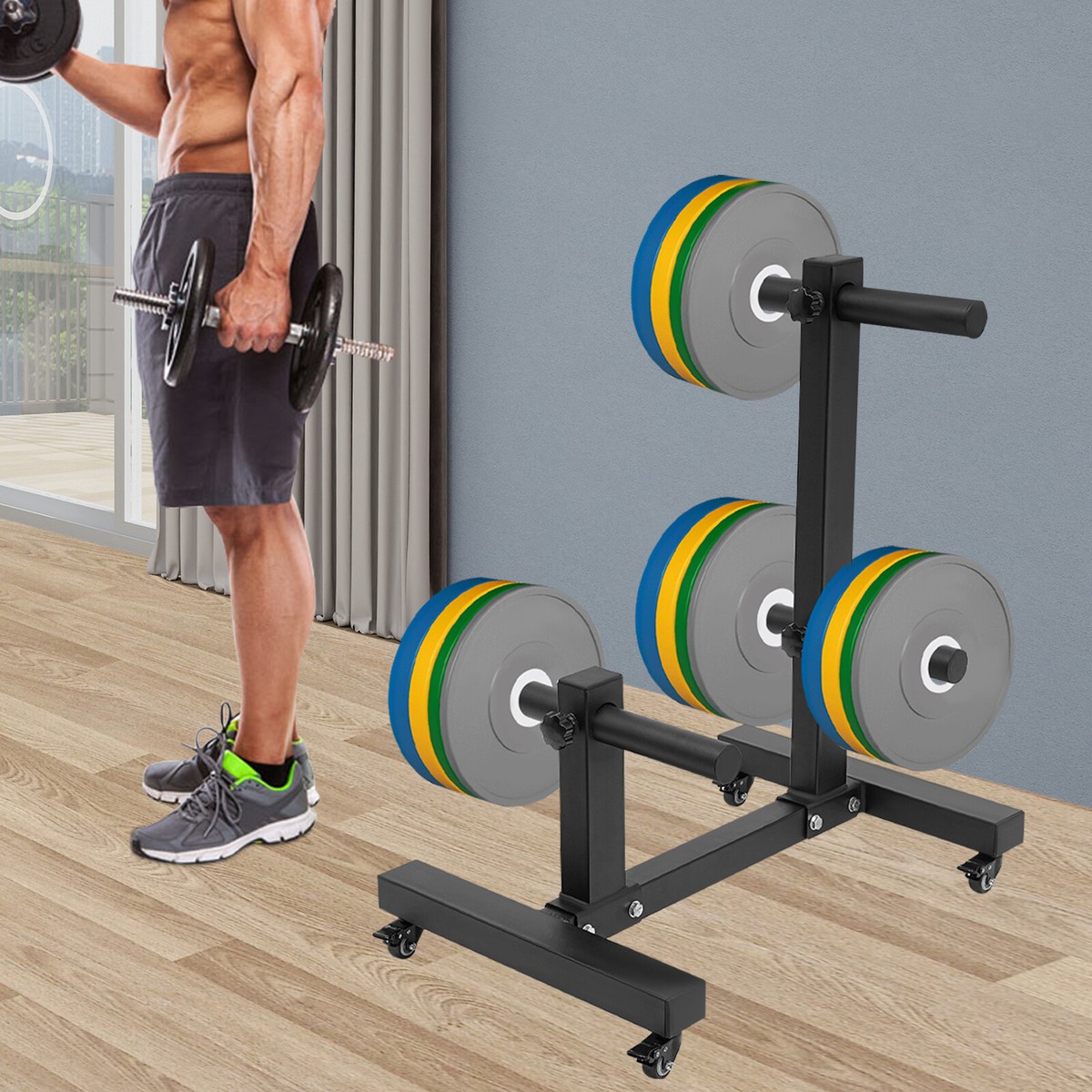 Weight Plate Rack Tree Stand Gyms Weight Plate Storage Holder W