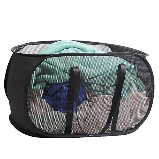 Collapsible mesh popup laundry basket，Reinforced and elongated
