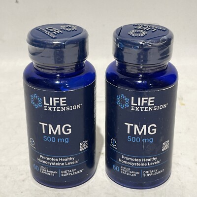 2 Bottles Life Extension TMG Liquid Vegetarian Capsules 500mg 60-Ct.