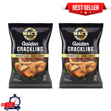 Mac's Chicharrones Golden Cracklin Curls, Fried Pork Fat with Skin, 12 oz, 2Pack