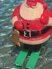 RARE Vintage CHRISTMAS Rosbro PLASTIC Santa Claus GOLD BELL Skis CANDY HOLDER — photo 2