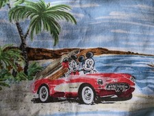 RARE Disney Catalog Hawaiian Mickey Mouse Surf Beach Car Men XL Shirt camp