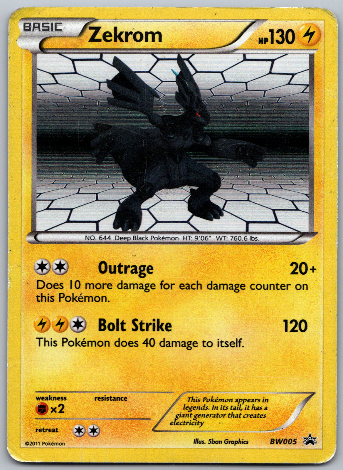 Zekrom BW005 Black & White Holo Promo Heavy Played