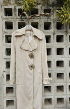 Rare J W Anderson Cream Cotton Twill Trench Coat Jacket Metal Floral Sculptural