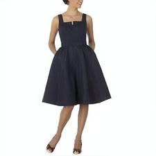 Isaac Mizrahi For Target Taffeta Navy Fit & Flare Couture Party Dress Size 2 