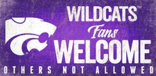Kansas State Wildcats Fans Welcome 12" x 6" Wood Sign NEW NCAA Wall Cave Fan