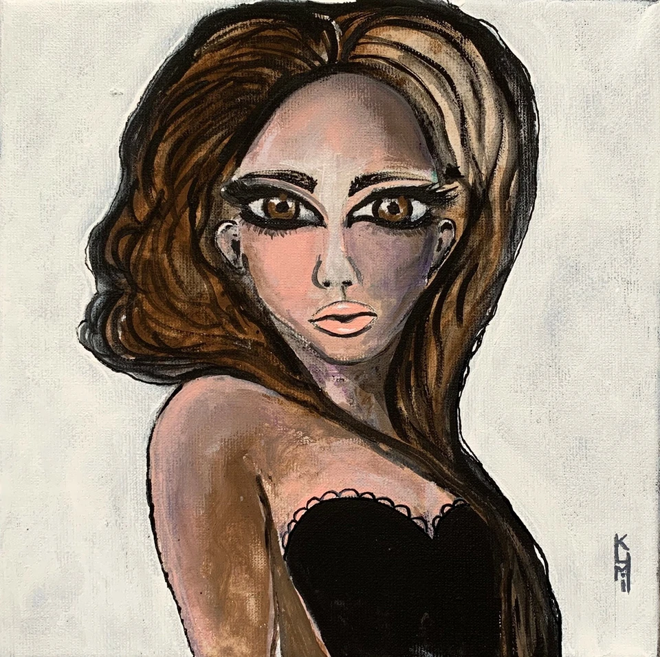 Big Eyes Margaret Keane Pintura Inspirada Mujer Retrato Pared Arte Decoración del Hogar Foto 2 de 4